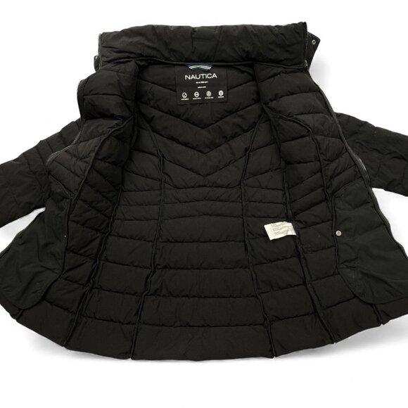 Nautica Black Hooded Puffer Removable Hood Winter Coat Jacket Women's XS - Picture 8 of 9